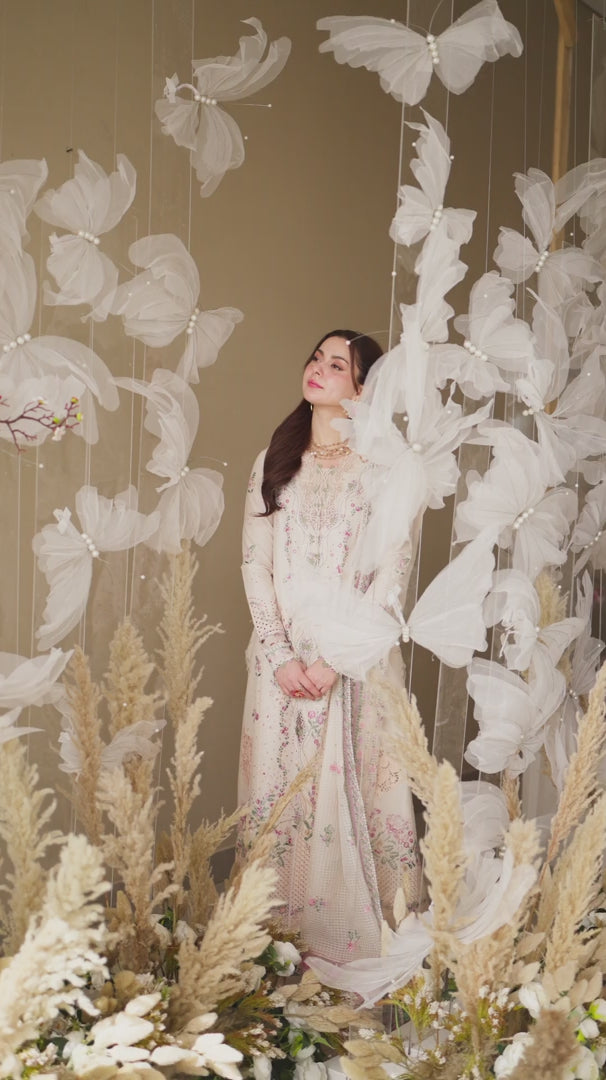 Lawn-3PC Embroidered Shirt with Organza Embroidered Dupatta-1379